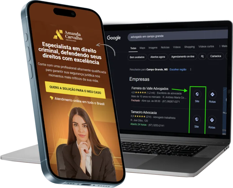 Profissionais liberais e empresas com um bom site, tem uma chance maior de aparecer na primeira página do google, médicos, advogados, psicólogos, etc.